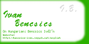 ivan bencsics business card